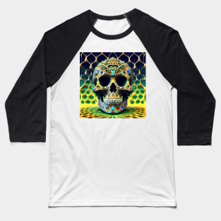 Skull Tie Dye Psychedelic Trippy Festival Hippie 3D Biker Baseball T-Shirt